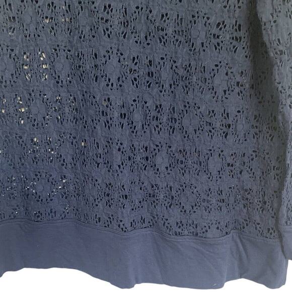 Chico’s Crocheted Top 2 US 12 L Navy Lace Whimsy Goth Long Sleeves Blouson - Picture 5 of 5